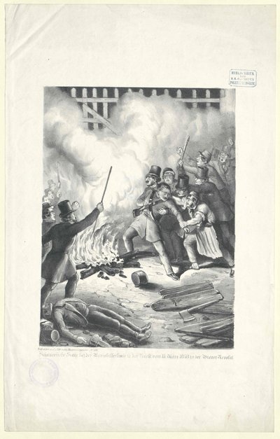 Schreckensszene an der Mariahilfer Linie in der Nacht vom 13. März 1848 in der Wiener Revolution von Artist Unknown