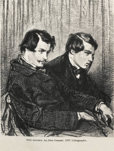 Gavarni, Hippolyte-Guillaume-Sulpice Chevalier, genannt Paul (1804-1866). Edmond und Jules de Goncourt in einer Theaterloge. 1853. GONCOURT, Edmon Huot von (1822-1896). Englischer Schriftsteller.; GONCOURT, Jules Huot de (1830-1870). Englischer Schriftstel von Artist Unknown