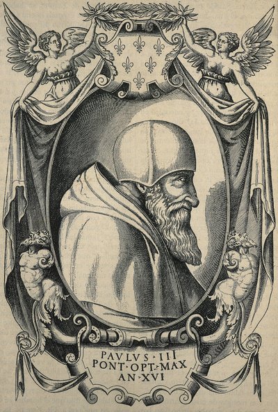 HULSIUS, Levinus (1550-1606). Paul III. Ende 16. Jh. Porträt mit Camauro. Stich. von Artist Unknown