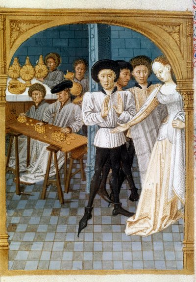 Manager und Geizhals: Ein Mann weigert sich, Geld zu geben (Miniatur) von Artist Unknown