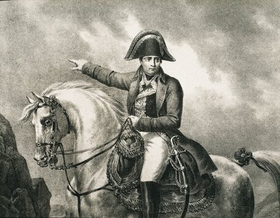 NAPOLEON I Bonaparte (1769-1821). Französischer Militär und Politiker, Kaiser von Frankreich (1804-1815). Detail eines Reiterporträts von Napoleon, inspiriert vom Originalporträt von Joseph Chabord. Gravur von Artist Unknown