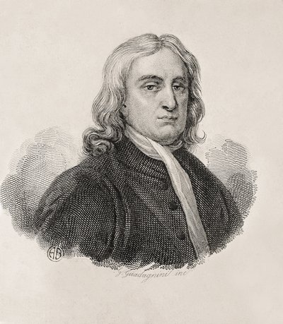 Porträt von Isaac Newton, Werk von Gaetano Guadagnini. Gravur. von Artist Unknown