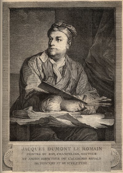 Porträt von Jacques Dumont, dit le Romain (1710-1781) französischer Maler - Gravur von Artist Unknown