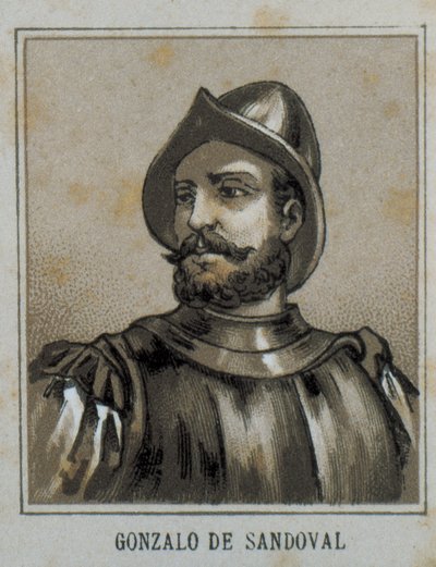 SANDOVAL, Gonzalo de (1497-1527). Spanischer Konquistador in Neuspanien (Mexiko). Stich von Artist Unknown