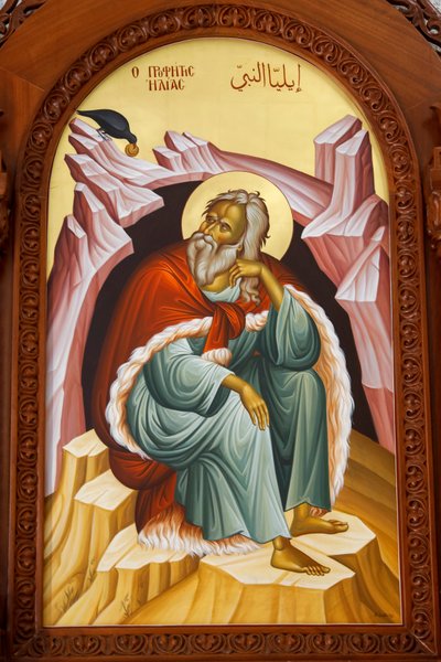 Ikone des Heiligen Elias. Kathedrale, Harissa, 2022 (Foto) von Artist Unknown