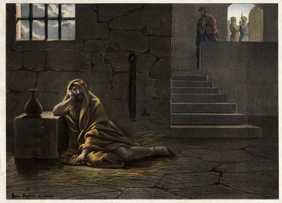 Johannes der Täufer im Gefängnis. Der Prophet Johannes der Täufer, der König Herodes Antipas