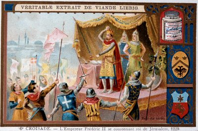 Sechster Kreuzzug - Kaiser Friedrich II. des Heiligen Römischen Reiches (1194-1250) krönt König von Jerusalem von Artist Unknown