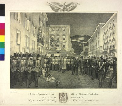 Feierlicher Empfang von Erzherzog Karl Ludwig am 20. Oktober 1855 in Trient von Artist Unknown