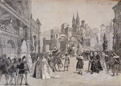 Der Gesandte von Boabdil dem Mauren erklärt dem König von Kastilien den Krieg, aus der Oper Werther, nach der Aufführung im Teatro Costanzi in Rom von Artist Unknown