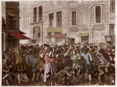 Die Rue Quincampoix zur Zeit des Systems von John Law von Artist Unknown