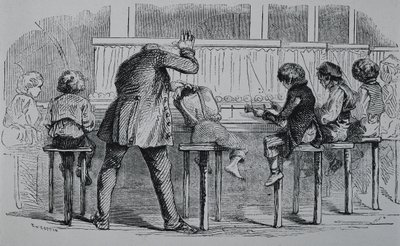 VEREINIGTES KÖNIGREICH. ENGLAND. Industrielle Revolution. Kinder bedienen Maschinen in einer Textilfabrik. Stich. von Artist Unknown