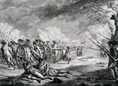 Unabhängigkeitskrieg der Vereinigten Staaten - Eine französische Darstellung der Schlacht von Lexington, Massachusetts von Artist Unknown