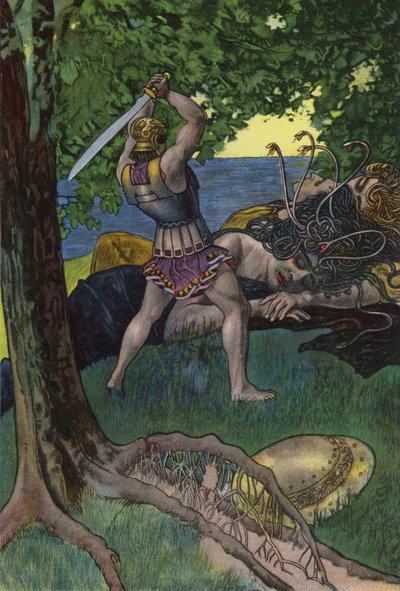 Perseus schneidet Medusa den Kopf ab von Artus Scheiner