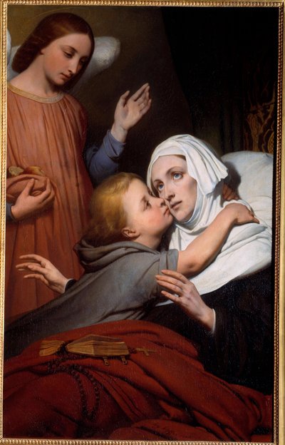 Das wohltätige Kind. Ein junges Kind gibt einer kranken Frau einen Kuss. Gemälde von Ary Scheffer (1795-1858) 1840 Nantes, Musée des Beaux Arts von Ary Scheffer