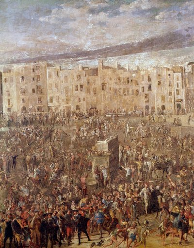 Marktplatz in Neapel zur Zeit der Revolution von Masaniello von Ascanio Luciani