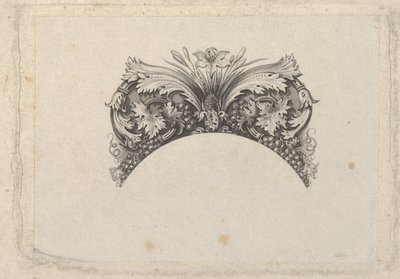 Gebogenes Rahmenelement für Banknote, mit Akanthus- und Weinblättern, Lilie und Trauben..., ca. 1824-37 von Asher Brown Durand.
