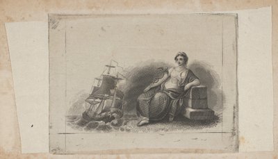 Banknoten-Vignette mit weiblicher Figur, die den Seehandel darstellt, ca. 1824-37 von Asher Brown Durand.