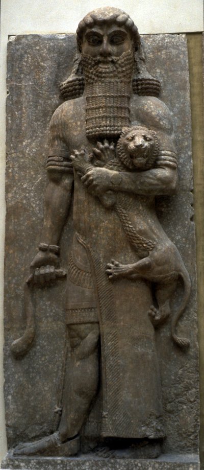 Held Gilgamesch bezwingt einen Löwen von Assyrian