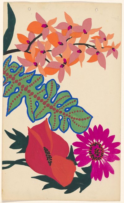 Entwurf für Stickerei von Blättern und Blumen von Atelier Martine