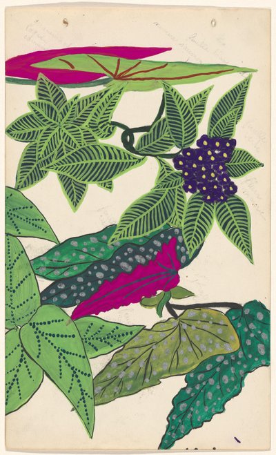 Entwurf für Stickerei von Blumen und Blättern von Atelier Martine
