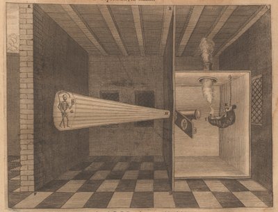 Zauberlaterne zeigt den Tod aus Ars Magna Lucis, 1671 von Athanasius Kircher