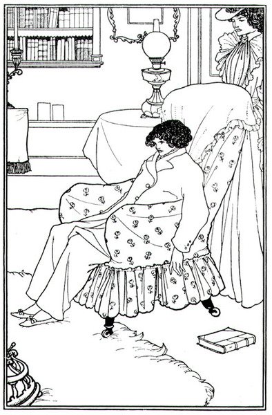 Frontispiz zu An Evil Motherhood, veröffentlicht von Elkin Mathews und Walt Ruding von Aubrey Beardsley