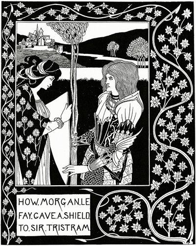 Wie Morgan le Fay Sir Tristram ein Schild gab, Illustration aus 