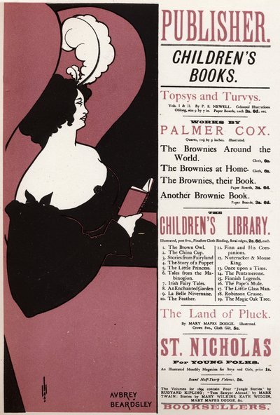 Literatur. Kinderbuch. Bibliothek in London, England von Aubrey Beardsley