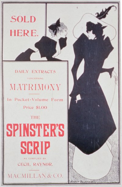 Poster für The Spinsters Scrip, zusammengestellt von Cecil Raynor, veröffentlicht von Macmillan & Co. von Aubrey Beardsley