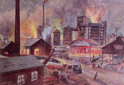 Fabrik mit Hochofen, aus einer Buchreihe über L