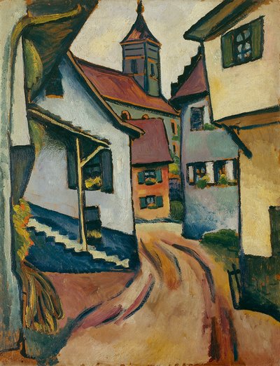Straße mit Kirche in Kandern von August Macke