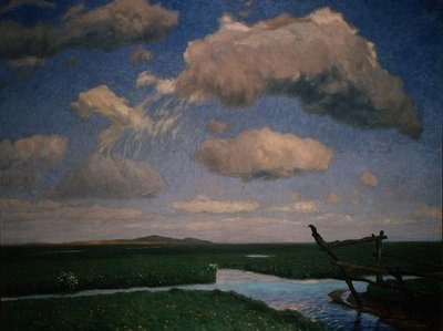 Sommertag in Hammeniederg mit den Weyerberg-Hügeln in der Ferne von August Overbeck