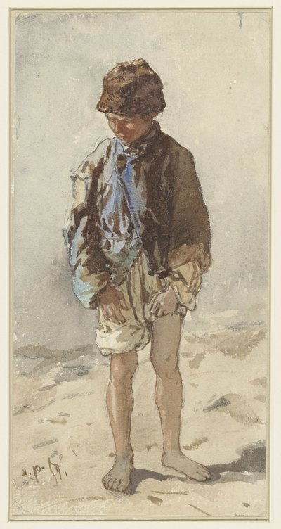 Ungarischer Junge, stehend und von vorne, barfuß und mit einer Pelzmütze von August Xaver Carl von Pettenkofen
