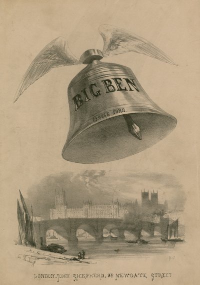 Big Ben mit Flügeln fliegt über London von Auguste Francois Laby