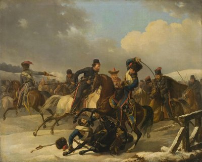 Kosaken verfolgten zurückweichende französische Soldaten, 1812, 1827 von Auguste Joseph Desarnod