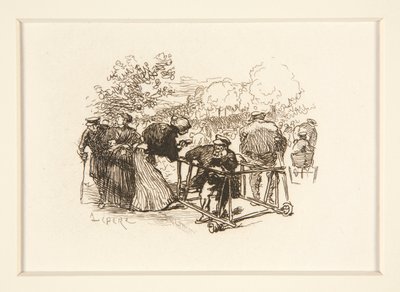 Mann im Walker, mit anderen Figuren in einem Park von Auguste Lepere