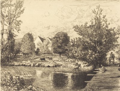 Alte Fußgängerbrücke, Ufer des kleinen Morin, 1915 von Auguste Lepere