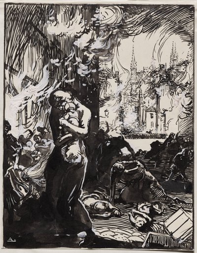 Der Brand von Löwen von Auguste Louis Lepère