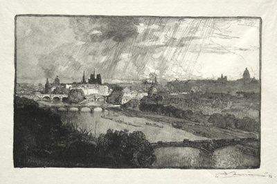 Paris, gesehen vom Pavillon de Flore von Auguste Louis Lepère