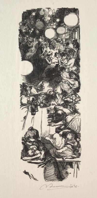 14. Juli, Rue de Belleville, Mitternacht von Auguste Louis Lepère
