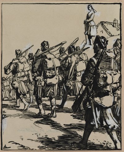 Grenzschlacht: Gruppe britischer Soldaten von Auguste Louis Lepère