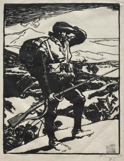 Chasseur Alpin, der die Rheinebene betrachtet von Auguste Louis Lepère
