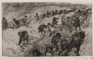 Kampf gegen den Schnee, Quai aux Fleurs, 1890 von Auguste Louis Lepère