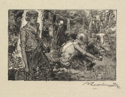 Wald von Fontainebleau: Maiglöckchen sammeln von Auguste Louis Lepère