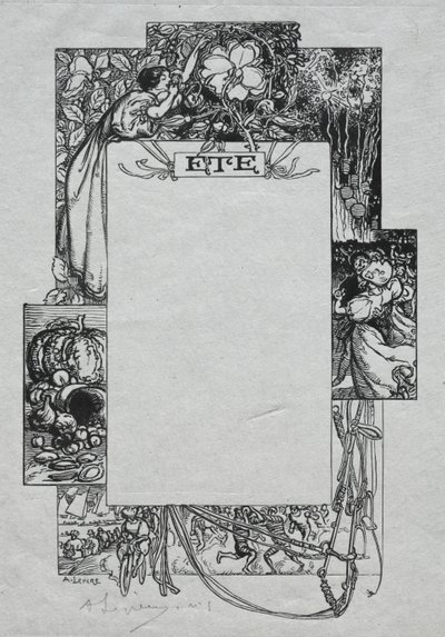 Paris Almanach, 1897: Dekorativer Rand, Sommer, 1897 von Auguste Louis Lepère