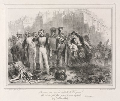 Album von 1831: Ich will einen der Polignac-Soldaten töten. Sie haben mein Kind nicht verschont von Auguste Raffet