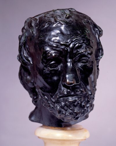 Kopf eines Mannes mit gebrochener Nase. Skulptur von Auguste Rodin (1840-1917) 19. Jahrhundert von Auguste Rodin
