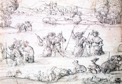 Angeln im Regen von Augustin Hirschvogel