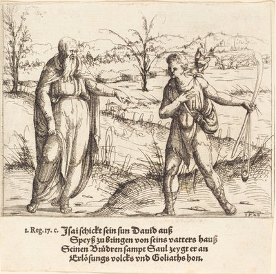 Jesse schickt David zu seinen Brüdern und Saul von Augustin Hirschvogel