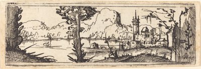 Landschaft mit See und Stadt, 1545 von Augustin Hirschvogel